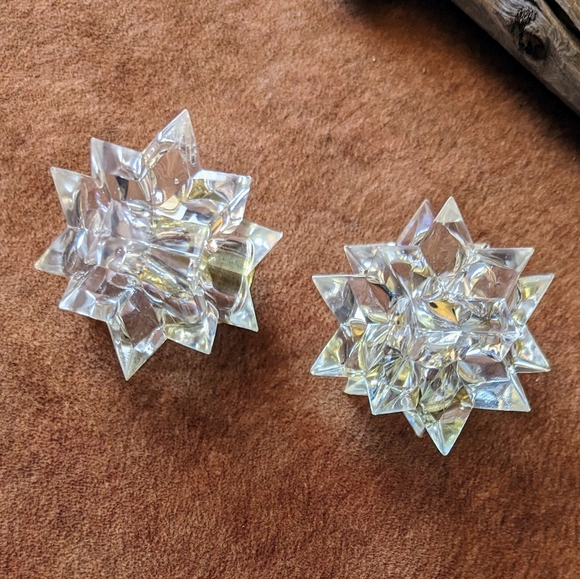 Vintage Starlite Acrylic Iridescent Star Candle Holders in Original Box - Picture 15 of 16